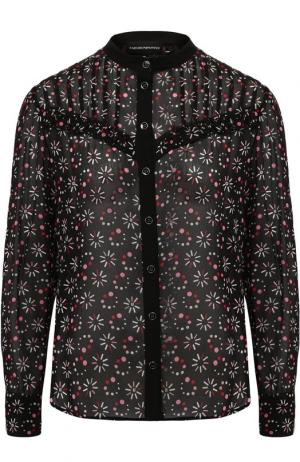 Блуза с принтом и воротником-стойкой Emporio Armani. Цвет: черный