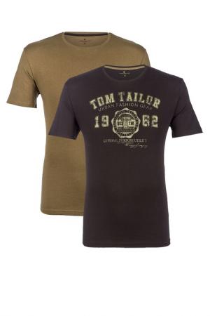 Комплект футболок TOM TAILOR. Цвет: хаки