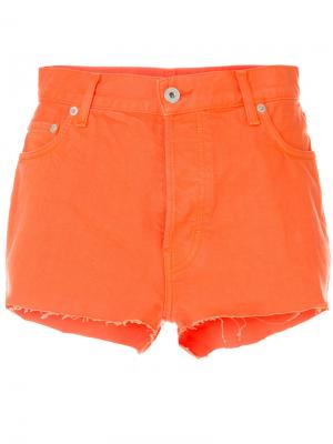Короткие шорты с необработанными краями Heron Preston. Цвет: жёлтый и оранжевый