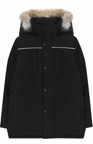 Пуховая куртка Eakin с меховой отделкой на капюшоне Canada Goose. Цвет: черный