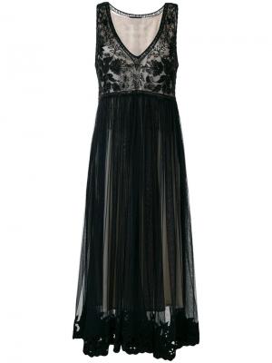 Платье из тюля с вышивкой Cavalli Class. Цвет: чёрный