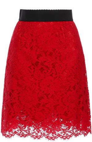 Кружевная мини-юбка с широким поясом Dolce & Gabbana. Цвет: красный