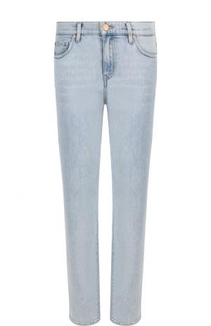 Укороченные джинсы с потертостями MiH Jeans. Цвет: голубой