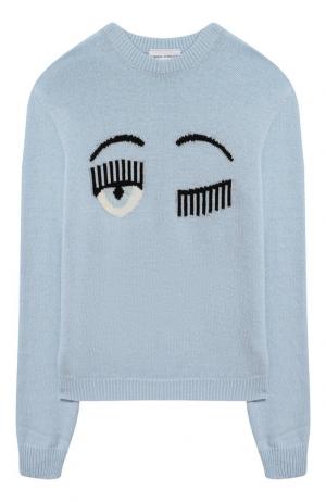 Шерстяной пуловер Chiara Ferragni. Цвет: голубой