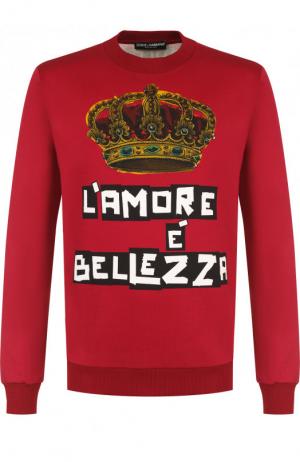 Хлопковый свитшот с принтом Dolce & Gabbana. Цвет: красный