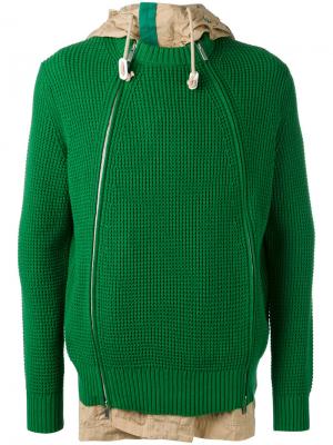 Двухслойная куртка Sacai. Цвет: зелёный