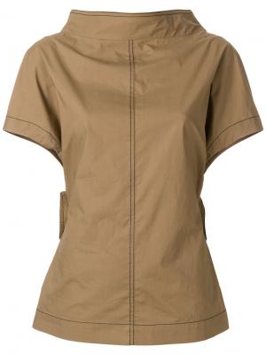 Блузка со стоячим воротником Marni. Цвет: коричневый