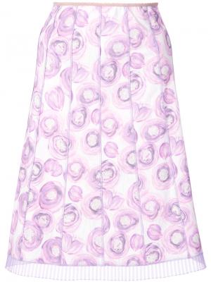 Юбка с цветочным рисунком и плиссировками Marc Jacobs. Цвет: розовый и фиолетовый
