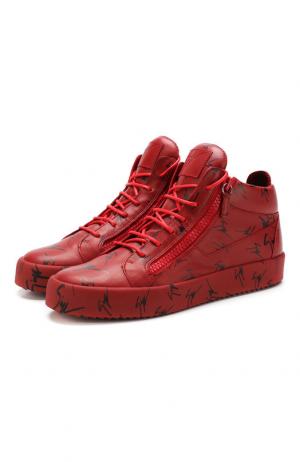 Кожаные кеды Kriss на шнуровке Giuseppe Zanotti Design. Цвет: красный