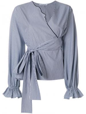 Поплиновая рубашка-кимоно в полоску Kari Vivetta. Цвет: синий