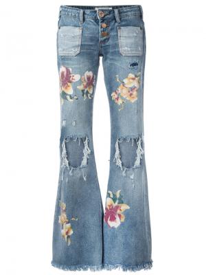 Расклешенные джинсы с принтом орхидей One Teaspoon. Цвет: синий