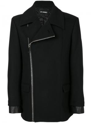 Пальто со смещенной молнией Les Hommes. Цвет: чёрный