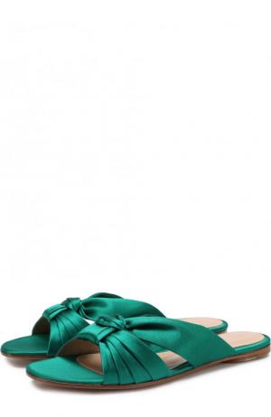 Атласные шлепанцы с декоративной отделкой Gianvito Rossi. Цвет: зеленый