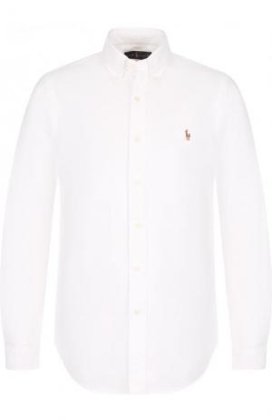 Хлопковая рубашка с воротником button down Polo Ralph Lauren. Цвет: белый
