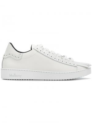 Fringed low top sneakers Mulberry. Цвет: белый
