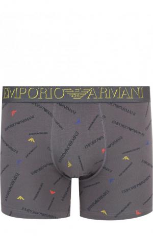 Хлопковые боксеры с широкой резинкой Emporio Armani. Цвет: серый