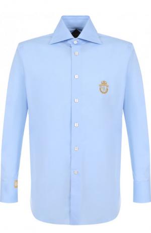 Хлопковая сорочка с итальянским воротником Billionaire. Цвет: голубой