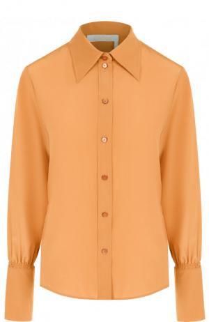 Однотонная шелковая блуза Chloé. Цвет: светло-коричневый