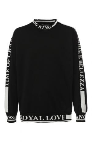 Хлопковый свитшот с контрастной отделкой Dolce & Gabbana. Цвет: черный