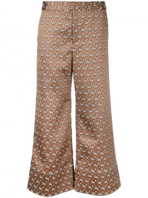 Жаккардовые брюки с цветочным узором Irene. Цвет: коричневый