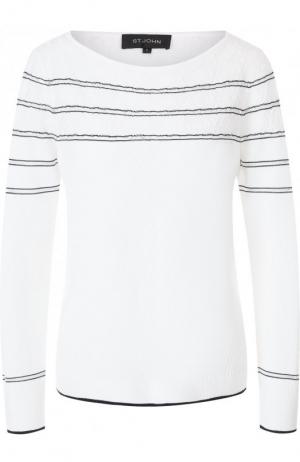Пуловер фактурной вязки с круглым вырезом St. John. Цвет: черно-белый