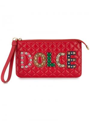 Стеганый клатч с заклепками Dolce & Gabbana. Цвет: красный