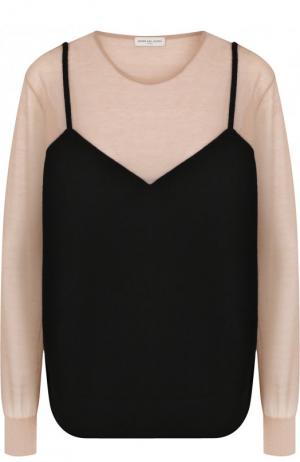Пуловер из смеси кашемира и хлопка с круглым вырезом Dries Van Noten. Цвет: черный