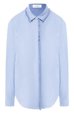 Хлопковая блуза с необработанным краем Van Laack. Цвет: голубой