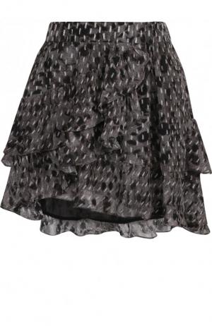 Мини-юбка из вискозы с оборками Iro. Цвет: серый