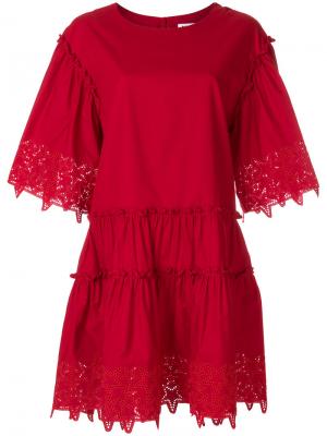 Платье с перфорированным узором P.A.R.O.S.H.. Цвет: красный