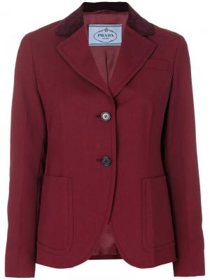 Пиджак с бархатным воротником Prada. Цвет: красный