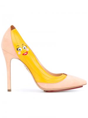 Туфли с принтом банана Charlotte Olympia. Цвет: телесный