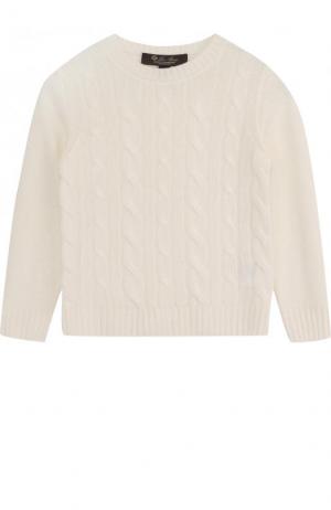 Кашемировый пуловер фактурной вязки Loro Piana. Цвет: белый