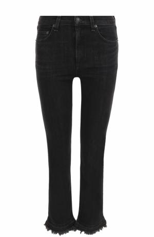 Укороченные джинсы с потертостями Rag&Bone. Цвет: черный