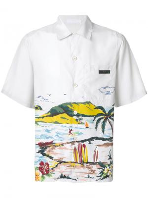 Рубашка с короткими рукавами Hawaiana Prada. Цвет: телесный