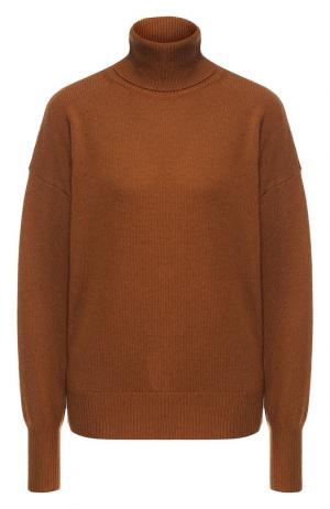 Кашемировый пуловер с высоким воротником Theory. Цвет: коричневый