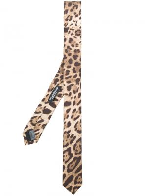 Галстук с леопардовым принтом Dolce & Gabbana. Цвет: коричневый