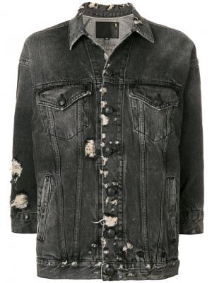 Состаренная джинсовая куртка R13. Цвет: чёрный