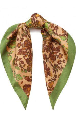 Шелковый платок с цветочным принтом Kiton. Цвет: бежевый