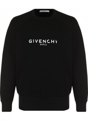 Хлопковый свитшот с принтом Givenchy. Цвет: черный