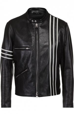 Кожаная куртка на молнии с контрастной отделкой Tom Ford. Цвет: черный