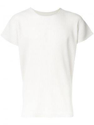 Плиссированная рубашка с короткими рукавами Homme Plissé Issey Miyake. Цвет: белый
