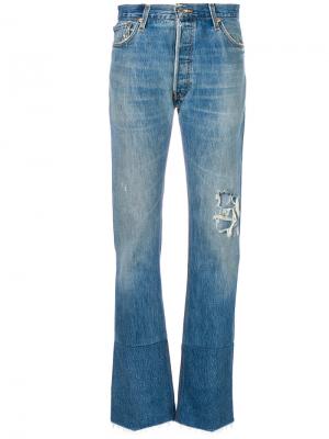Прямые джинсы с протертостями Re/Done. Цвет: синий