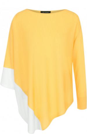 Шерстяной пуловер асимметричного кроя St. John. Цвет: желтый
