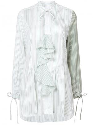 Полосатая блузка с каскадными воланами JW Anderson. Цвет: зелёный