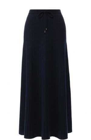 Кашемировая юбка-миди с эластичным поясом Loro Piana. Цвет: темно-синий