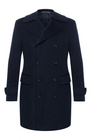 Двубортное пальто из шерсти Canali. Цвет: темно-синий