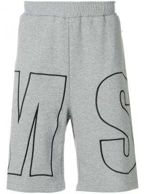 Logo print track shorts MSGM. Цвет: серый
