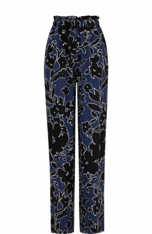 Шелковые брюки с принтом и эластичным поясом Michael Kors Collection. Цвет: синий
