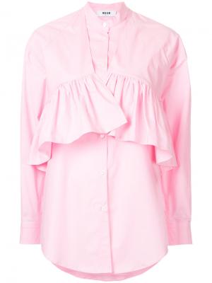 Многослойная рубашка с оборкой MSGM. Цвет: розовый и фиолетовый